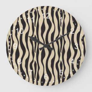 Crème Zwart Zebra Print Grote Klok