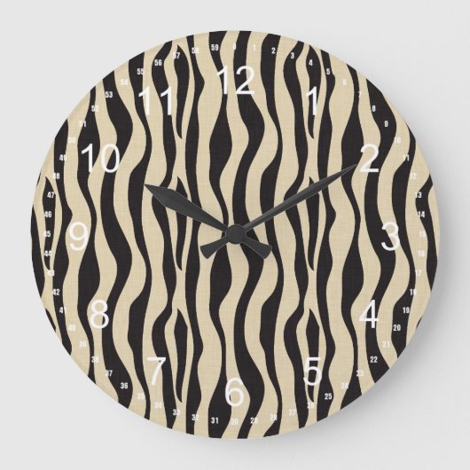 Crème Zwart Zebra Print Grote Klok (Voorkant)