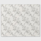 Crème Zwarte Herfstbloemen Cadeaupapier (Vlak)