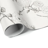Crème Zwarte Herfstbloemen Cadeaupapier (Rol Hoek)