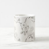 Crème Zwarte Herfstbloemen Koffiemok (Center)