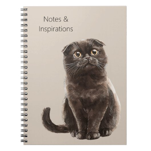 Crème Zwarte Kat Notitieboek (Voorkant)