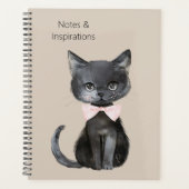 Crème Zwarte Kat Roze Strik Planner (Voorkant)