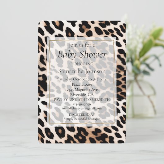 Crème Zwarte Luipaardprint Kaart (Staand voorkant)