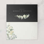 Crème/zwarte sneeuwbes + eucalyptus bruiloft plaatskaartje (Buitenkant ongevouwen)