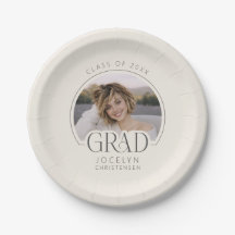Crème zwartgrijze gepersonaliseerde foto afstudeer
