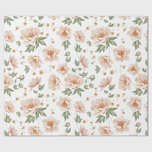  crèmeachtig oranje lentepatroon cadeaupapier (Vlak)