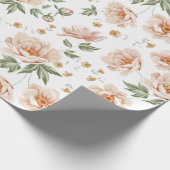  crèmeachtig oranje lentepatroon cadeaupapier (Hoek)