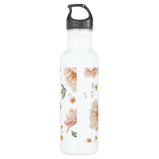  crèmeachtig oranje veer floryschilderij waterfles  (Achterkant)