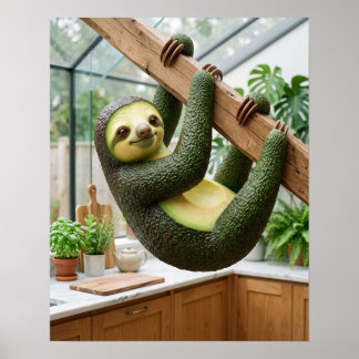 Crèmeachtige Avocado Luiaard Poster