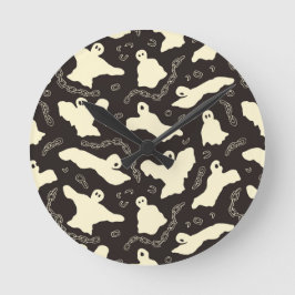 Crèmeachtige geesten - Halloween-patroon. Ronde Klok