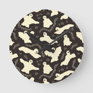 Crèmeachtige geesten - Halloween-patroon. Ronde Klok