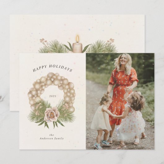 crèmeblad voor de feestdag, versierd met de grote  feestdagenkaart (Voorkant / Achterkant)