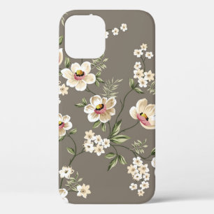 crèmebloemen met groen bladeren op br Case-Mate iPhone case