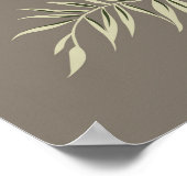 crèmebloemen met groen bladeren op br poster (Hoek)