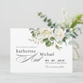 CrèmeBloemige Eucalyptus Script Calligrafie Bruilo Save The Date (Staand voorkant)
