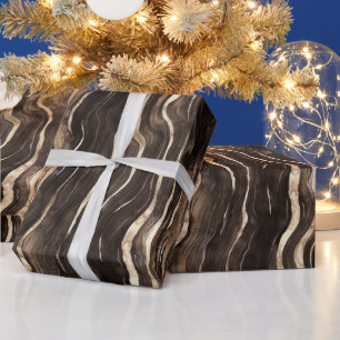 Crèmebruine chocolade gouden golvende strepen Kers Cadeaupapier