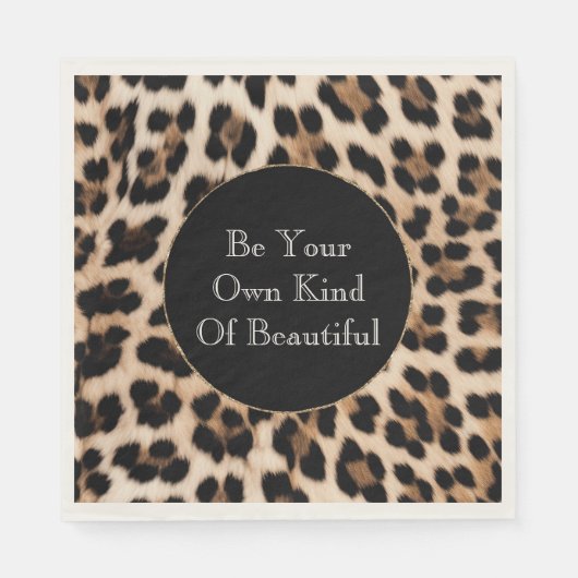 Crèmebruine zwarte luipaardprint  servet (Voorkant)