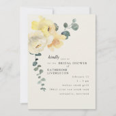 Crèmegeel bloemig elegant Vrijgezellenfeest Kaart (Voorkant)