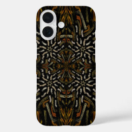 Crèmegele Kleur Geveegd Patroon Op Zwart iPhone 16 Hoesje
