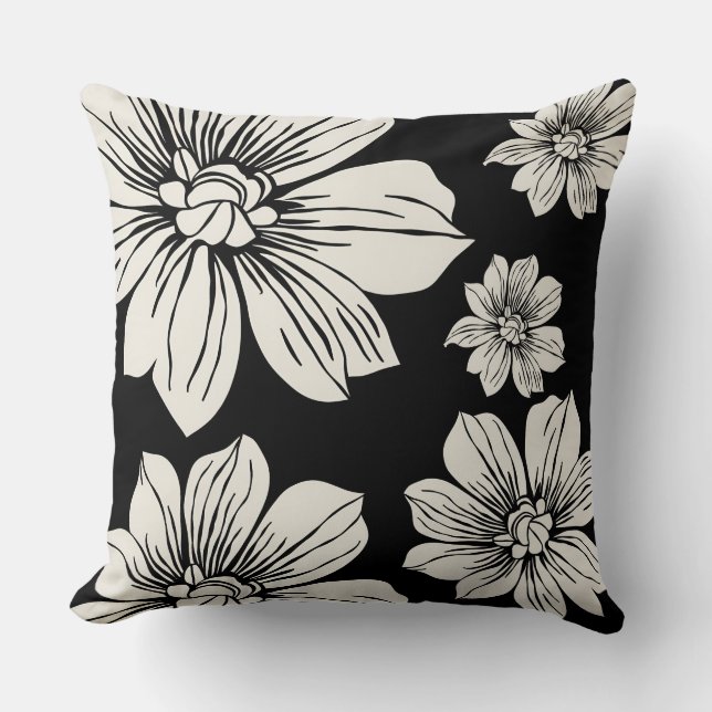 Crèmekleurige bloemen kussen (Voorkant)