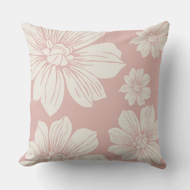 Crèmekleurige bloemen kussen (Voorkant)