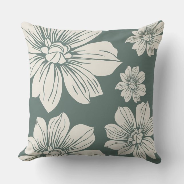 Crèmekleurige bloemen kussen (Voorkant)