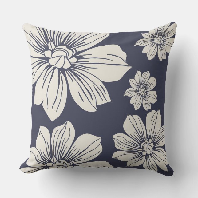 Crèmekleurige bloemen kussen (Voorkant)