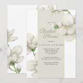 Crèmekleurige Bloemen Uitnodiging voor de Bruiloft (Voorkant / Achterkant)