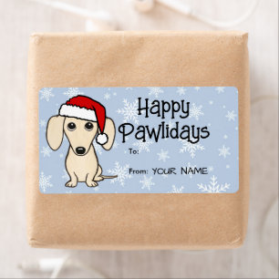 Cremekleurige Dachshund Schattige Hond Kerst Gesch Etiket