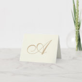 Crèmekleurige Elegante Script Monogram Bedankkaart (Voorkant)