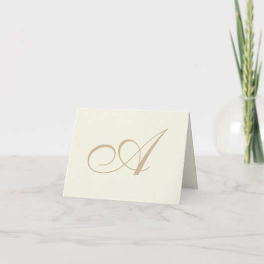 Crèmekleurige Elegante Script Monogram Bedankkaart (Voorkant)
