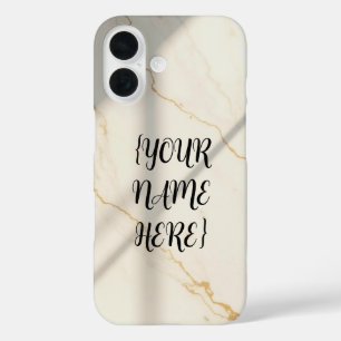 Crèmekleurige marmeren monogram Barely There iPhon iPhone 16 Hoesje
