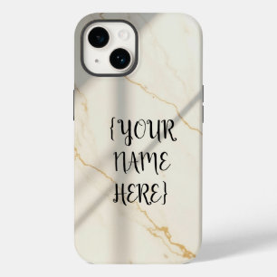 Crèmekleurige marmeren monogram Tough-stijl iPhone Case-Mate iPhone 14 Hoesje