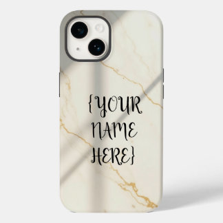 Crèmekleurige marmeren monogram Tough-stijl iPhone Case-Mate iPhone 14 Hoesje