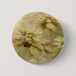 Crèmekleurige Poinsettia's Digitale Kunst Ronde Button 5,7 Cm
