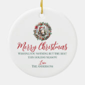 Cremello paard Kerstmis holly bessen krans Keramisch Ornament (Achterkant)