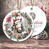 Cremello paard Kerstmis holly bessen krans Keramisch Ornament