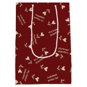 Crèmescript-harten op bordeauxrood - Valentijn-pat Medium Cadeauzakje (Achterkant)