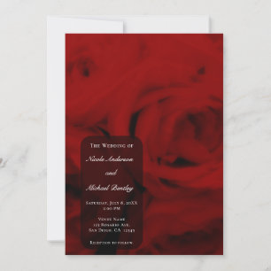Crèmezachte Rode Rozen Elegante Minimaal Bruiloft Kaart