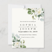 Cremige bloemige Eucalyptus bruiloft Save the date (Voorkant)