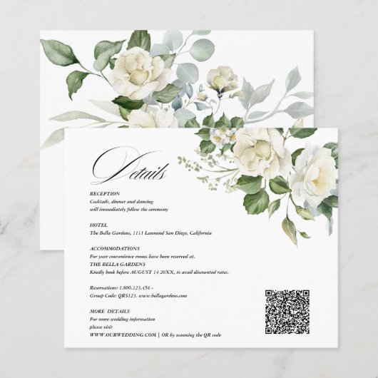 Cremige Bloemige Eucalyptus QR-code Details Bruilo (Voorkant / Achterkant)