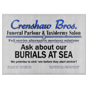 Crenshaw Bros Begrafenis bij Zee Promo Merch Snijplank