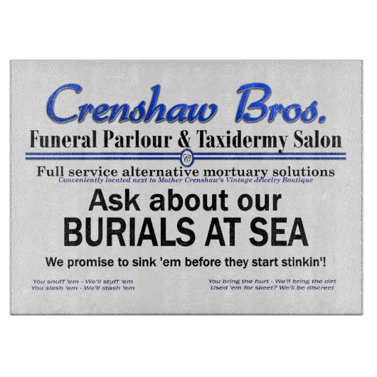 Crenshaw Bros Begrafenis bij Zee Promo Merch Snijplank (Voorkant)