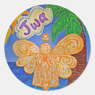 Creole Caribbean Angel Art Decal Stickerss Ronde Sticker