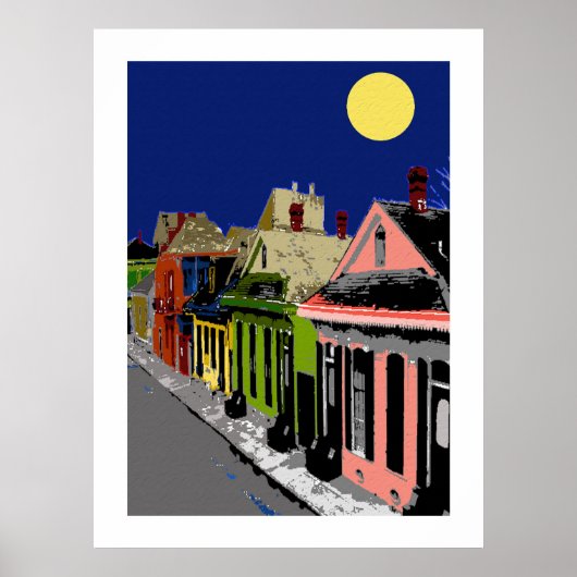 Creole Cottage New Orleans Full Moon Poster (Voorkant)