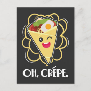 Crepe Dessert Funny France Food Pun Briefkaart