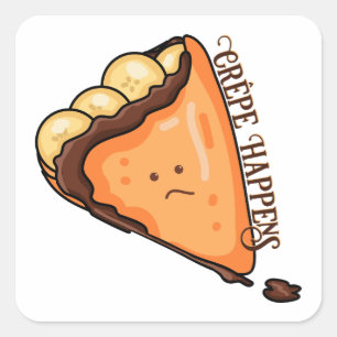 Crêpe Happens Pun Vierkante Sticker