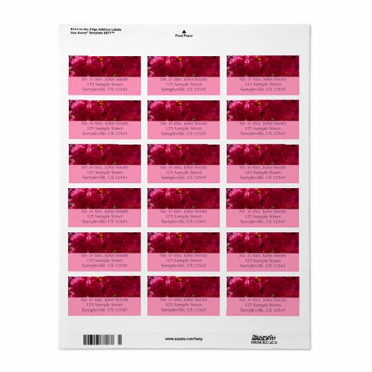 Crepe Myrtle Tree Magenta Floral Etiket (Full Sheet)