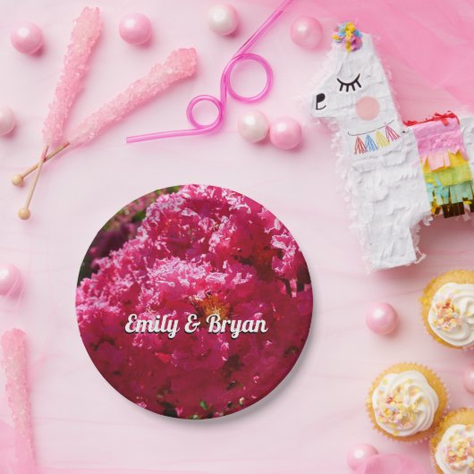 Crepe Myrtle Tree Magenta Floral Papieren Bordje (Feest)